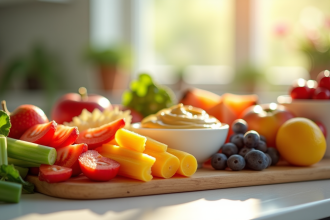 Assortiment coloré de snacks sains faibles en calories
