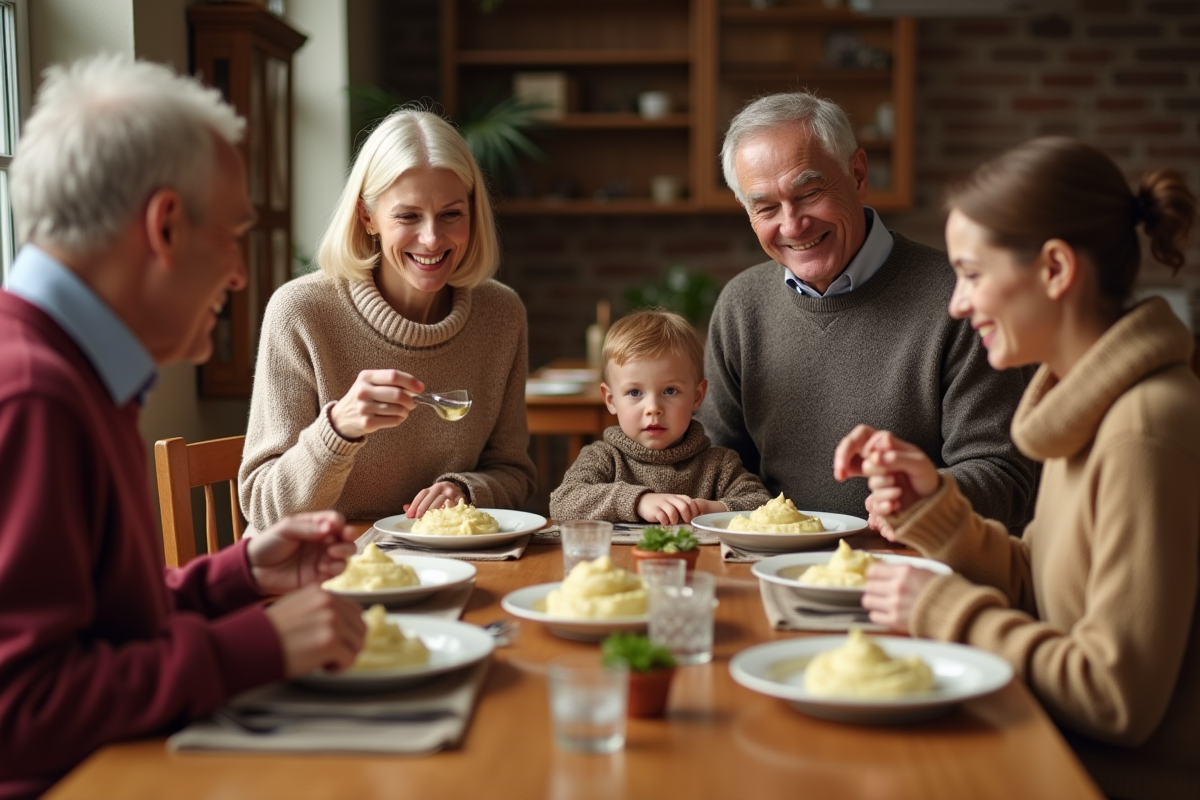 Famille multigenerational autour d'un repas convivial