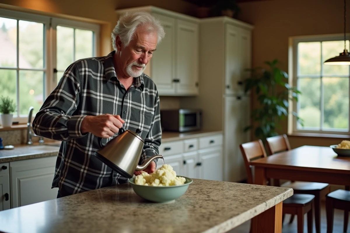 Homme âgé versant de l